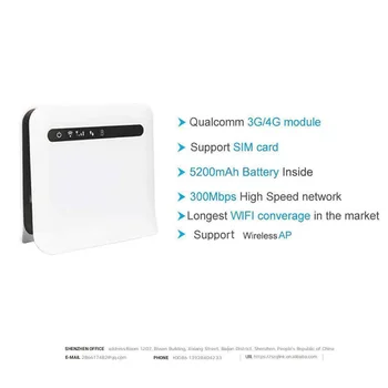 4G LTE Roteador CPE 300Mbps Roteador wi-Fi de Alta Velocidade wi-Fi Hotpot com 2 Antenas Slot do Cartão SIM 4 Portas LAN/WAN