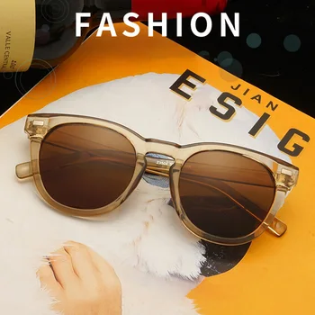 ENTÃO,&EI Retro Punk Rodada Óculos de sol das Mulheres da Moda Rebites Decoração de Óculos para Homens Tons UV400 Geleia de Chá de Óculos de Sol