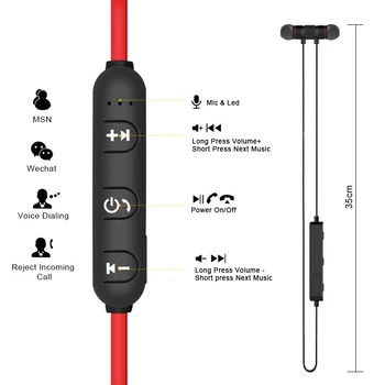 Magnético Fones de ouvido Bluetooth sem Fio Fones de Esportes Decote 5.0 Fone de ouvido Estéreo de Fones de ouvido com Microfone Para iPhone Samsung Xiaomi