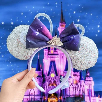 Minnie do Mickey de Ouvido, Cabeça de Disney do Novo Peter Pan Grande Sequin Arcos OUVIDOS Cabeça do TRAJE Cosplay do Luxuoso para Adultos de Crianças Cabeça