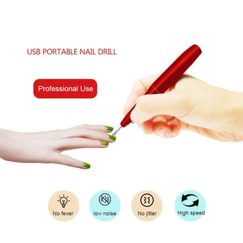 1 Set Pro Elétrica Manicure Pedicure Kit de Handpiece Moedor Conjunto de Ferramentas Portátil USB Máquina da Broca de Unhas de Acrílico para Unhas de Gel