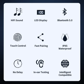 KUMI G03 Bluetooth 5.0 Fones de ouvido Caixa de Carregamento sem Fio de Fone de ouvido HD Qualidade de Som Esportes Fones de ouvido Fones de ouvido Com Microfone