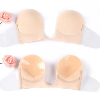 Forma de U Reutilizável de Silicone, Bico de Capa de Almofadas do Peito Colar o Adesivo Para as Mulheres Até a Fita do Vestido Invisível Adesivos de Elevador do Peito Sutiã O7S8