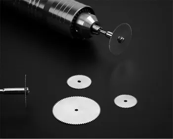 6Pcs/set de Aço Inoxidável Fatia de Metal do Disco de Corte com 1 Mandril para Dremel Ferramentas rotativas 16 18 22 25 32 mm Disco de Corte