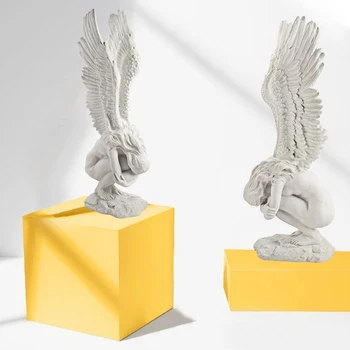 Asas de anjo Artesanato de Resina Escultura, Decoração do Anjo Memorial e Redenção Antiga Estátua de Pedra ambiente de Trabalho de Casa Decoração