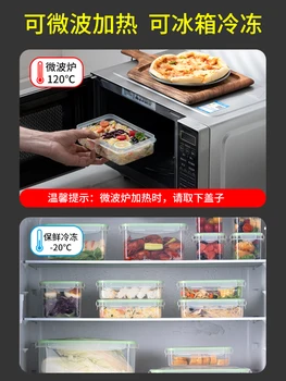 Alimentos recipiente de armazenamento de cozinha, frigorífico caixa de armazenamento mais transparente com tampa que pode ser aquecida no forno de microondas