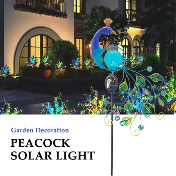 Enfeite de Metal Pavão Impermeável Retro Luz Solar Presentes Quintal da Estaca do Jardim Decoração de Lâmpada LED de Passagem do Caminho de Gramado