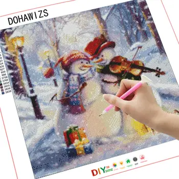 DIY de Natal Bordado de Diamante Boneco de neve 5D Completo Broca de Ponto Cruz de Diamante Pintura dos desenhos animados de Inverno Arte de Parede Decoração Home