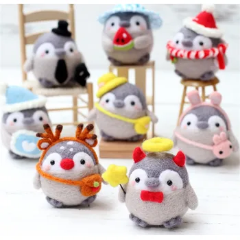 Pinguim bonito Padrão Artesanal DIY Poke Feltros de Lã de Produção de Material Pacote de 2021 Não Terminou o Ano Novo Brinquedos Para Meninas Mar 26