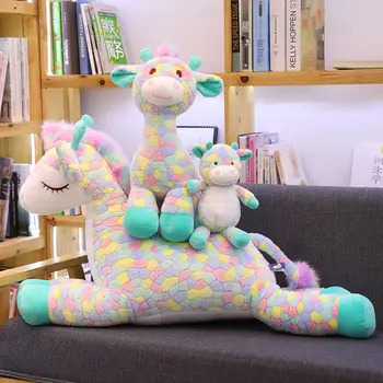30-90cm Lindo Colorido Veado Brinquedos de Pelúcia para Crianças Macio Animal Girafa Bonecas para Crianças Baby de Pelúcia Almofadas Kawaii Xtmas Presente