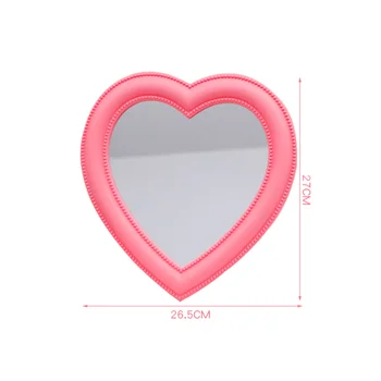 1pc Forma de Coração Espelho de Maquilhagem de Uso Dual de Parede da área de Trabalho Eléctrico Doméstico Espelho de maquilhagem para Mulheres Meninas