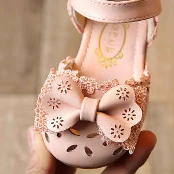 Nova Moda Menina Princesa Flores Sapatos De Laço Crianças Da Menina Partido De Dança Sapatos