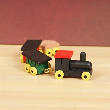 Dongzhur Mini-Comboio Miniaturas Cor de Madeira Móveis em Miniatura Casa de Acessórios Brinquedo infantil Casa de bonecas Quarto