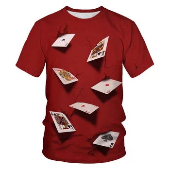 Cartas de jogar a Impressão 3D de Homens e Mulheres da Moda de T-shirt de Poker de Rua Roupas O-pescoço dos Homens T-shirt Estilo de Rua T-Shirt Ho