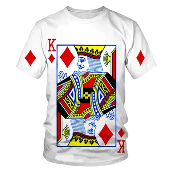 Cartas de jogar a Impressão 3D de Homens e Mulheres da Moda de T-shirt de Poker de Rua Roupas O-pescoço dos Homens T-shirt Estilo de Rua T-Shirt Ho