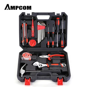AMPCOM 20 Peças, kit de ferramentas de casa, Mão de Ferramenta com Garra Martelo, Alicate, chave de fenda, faca de execução de Caixa de Ferramenta