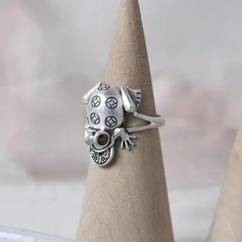 Designer Original sorte sapo sapo anel de abertura lingote de ofício padrão Chinês retro luz de luxo charme das mulheres de jóias de prata