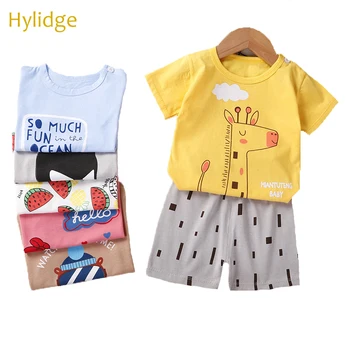 Hylidge Criança Menina de Verão, Roupas de Algodão Top Camisa Shorts para Meninos Conjuntos de Vestuário Meninas Crianças Curto T-shirt de Mangas