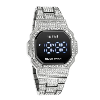 Tela de toque do Relógio Digital Homens Hip Hop Gelado Fora Mens Relógios de Marca Top de Luxo Digital, Masculino Relógio Relógio Montre zegarek Reloj