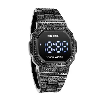 Tela de toque do Relógio Digital Homens Hip Hop Gelado Fora Mens Relógios de Marca Top de Luxo Digital, Masculino Relógio Relógio Montre zegarek Reloj