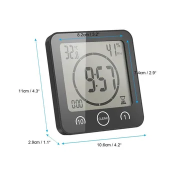 LCD à prova d'água de Banheiro Digital Relógio Duche Toque de Controle de Temperatura e Umidade Contagem regressiva De 3 Métodos de Montagem para o Lar