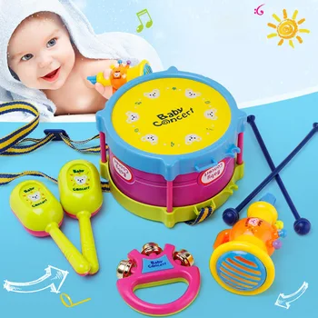 Instrumentos Musicais Brinquedos Rolo De Tambor De Areia Martelo De Música De Início De Brinquedos Educativos Para Bebês, Brinquedos, Chocalho