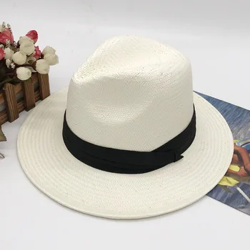 Verão Chapéus de Sol Para as Mulheres, o Homem Clássico Chapéu Panamá Praia de Chapéu de Palha Para os Homens UV Tampa de Protecção Branca Chapéu Caput do Sombrero