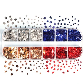 12 Grades/Caixa de Glitter Holográfico de Cinco pontas de Estrelas Lantejoulas Resina Epóxi Molde de Silicone Recheios DIY Jóias de Enchimento
