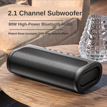 80W Portátil Subwoofer Wireless Grande Bluetooth alto-Falante ao ar livre Impermeável Boombox Home Theater, Sistema de Caixa de Som de Áudio, Centro
