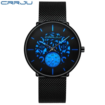 CRRJU Novo 2150 Homens Relógio Marca de Topo Negócios de Luxo relógio de Pulso de Moda Exclusivo Design de Marcação de Relógios de homem Impermeável Relógio de Quartzo