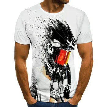 Corrida de legal Gráficos T-Shirt de Moto 3D Impresso T-Shirt masculina Moda Verão Tops Punk T-Shirt dos Homens Plus Size Streetwear