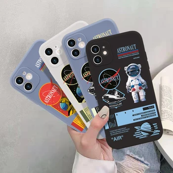 Astronauta Terno do Silicone Para o iPhone 11 12 Pro Max Mini XR X XS 7 8 Mais Macio da Tampa do Telefone