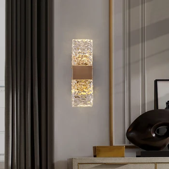 Deyidn Nórdicos Transparente Cristal de Ouro Lâmpada de Parede de Luxo Candeeiro de iluminação de Parede Para Sala de estar, Quarto da Escada do Corredor Criativo Lâmpada LED