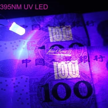 100PCS DIODO emissor de luz UV do Diodo MERGULHO 3mm 5mm Diodos Claro UV 395nm LED Ultravioleta Ultra Violeta LED Kit