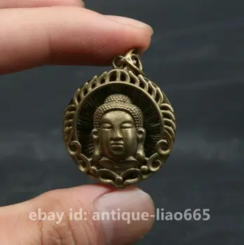 China Bronze Budismo Feliz Rir Buda Maitreya Cabeça Amuleto Pingente
