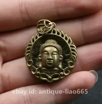 China Bronze Budismo Feliz Rir Buda Maitreya Cabeça Amuleto Pingente