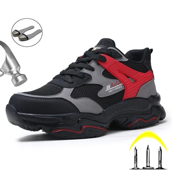 Primavera Calçados de Segurança de Trabalho dos Homens Sapatos de Aço do Dedo do pé de Botas Masculinas de Não-Deslizamento Sapatos Para Homens Indestrutível Botas de Segurança de Protecção Calçado