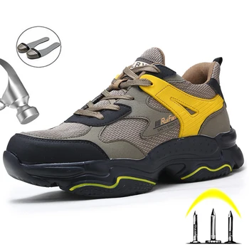 Primavera Calçados de Segurança de Trabalho dos Homens Sapatos de Aço do Dedo do pé de Botas Masculinas de Não-Deslizamento Sapatos Para Homens Indestrutível Botas de Segurança de Protecção Calçado