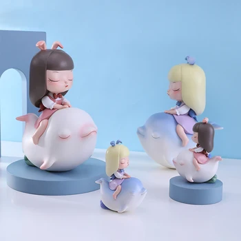 Sonho De Conto de Fadas Anime Figura de Golfinhos da Série de Bonito Kawaii Brinquedos Modelo de PVC Garagem Kit Boneca Criativo Ornamentos