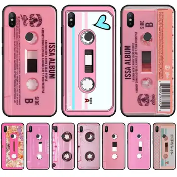 Cassete de áudio retro cor-de-rosa Caso De Telefone Xiaomi Redmi 7 9t 9se k20 mi8 max3 lite 9 nota de 8 a 9s 10 pro Silicone Macio Shell Tampa