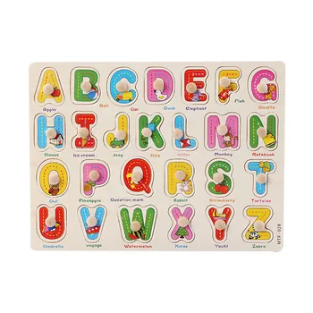 Quebra-cabeça Puzzle de Madeira Número de Lette de Quebra-cabeça Jigsaw Aprendizagem Precoce das Crianças do Bebê Educativo cabo de Madeira Brinquedos de Jogo de Tabuleiro de quebra-Cabeças FE