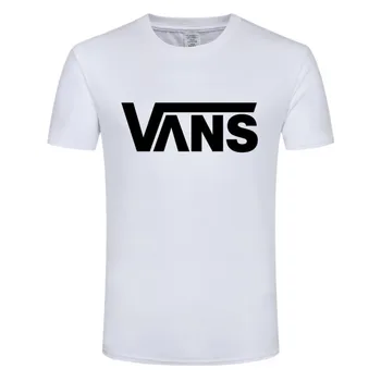 Homens Mulheres T-shirt de Esportes VANS Impresso de Manga Curta-O-Pescoço T-shirts da Moda Homens Simples T-shirts