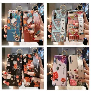Vintage Floral Gato Pulseira de Caso Para o Xiaomi Redmi NOTA 7 8 Pro 9S Pulseira de Caso TPU Macio Titular Tampa de Casos de Telefone de