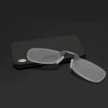 Mini sem pernas Dobráveis Clipe Nasal em Óculos de Leitura Para Homens Mulheres Portátil Óculos de Caso pode Ser Ligado À caixa do Telefone Móvel
