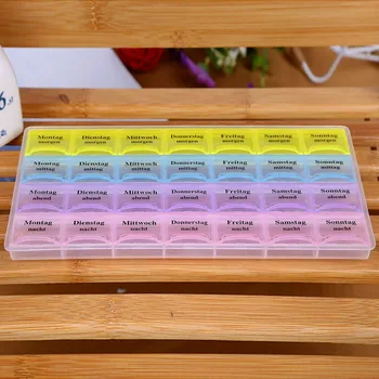 7 Dia do Comprimido do Medicamento Tablet pillbox Dispensador de Organizador de Caso com 28 compartimentos caixa de pílula multicolor recipiente para medicamentos