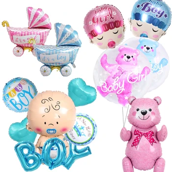 Crianças Festa de Aniversário, Balões de Bebê Menino Menina Folha de Balão 4D Urso Hélio Bola de Primeira 1ª Festa de Aniversário, chá de Bebê Decoração