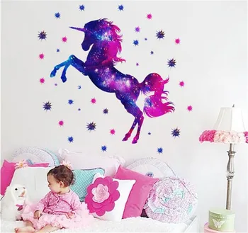 Unicórnio Adesivo de Parede Arte Mural do Quarto Decoração de Parede adesivos de parede para quartos de crianças