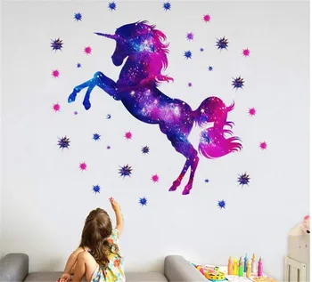 Unicórnio Adesivo de Parede Arte Mural do Quarto Decoração de Parede adesivos de parede para quartos de crianças