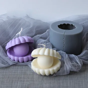 DIY Silicone Vela do Molde Pérola Shell Aromaterapia Resina de Moldes 3D Fondant de Sabão Molde de Gesso Artesanais de Decoração do Bolo de Arte Artesanato