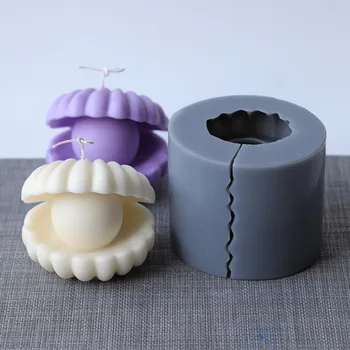 DIY Silicone Vela do Molde Pérola Shell Aromaterapia Resina de Moldes 3D Fondant de Sabão Molde de Gesso Artesanais de Decoração do Bolo de Arte Artesanato